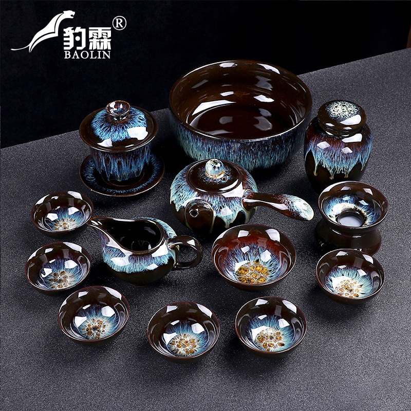 Build one variable kung fu tea set ceramic household small set of tea cups are up with contracted sitting room tureen tea art