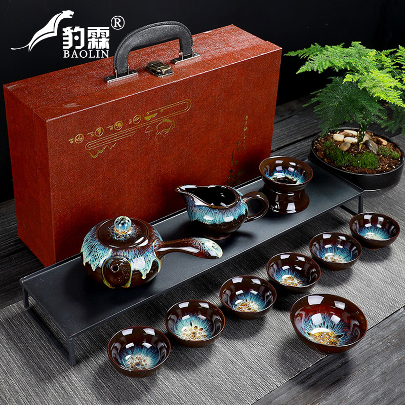 Build one variable kung fu tea set ceramic household small set of tea cups are up with contracted sitting room tureen tea art