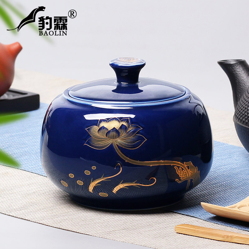 Leopard lam POTS sealed ceramic pot tea caddy fixings tank receives the tea box box of large household