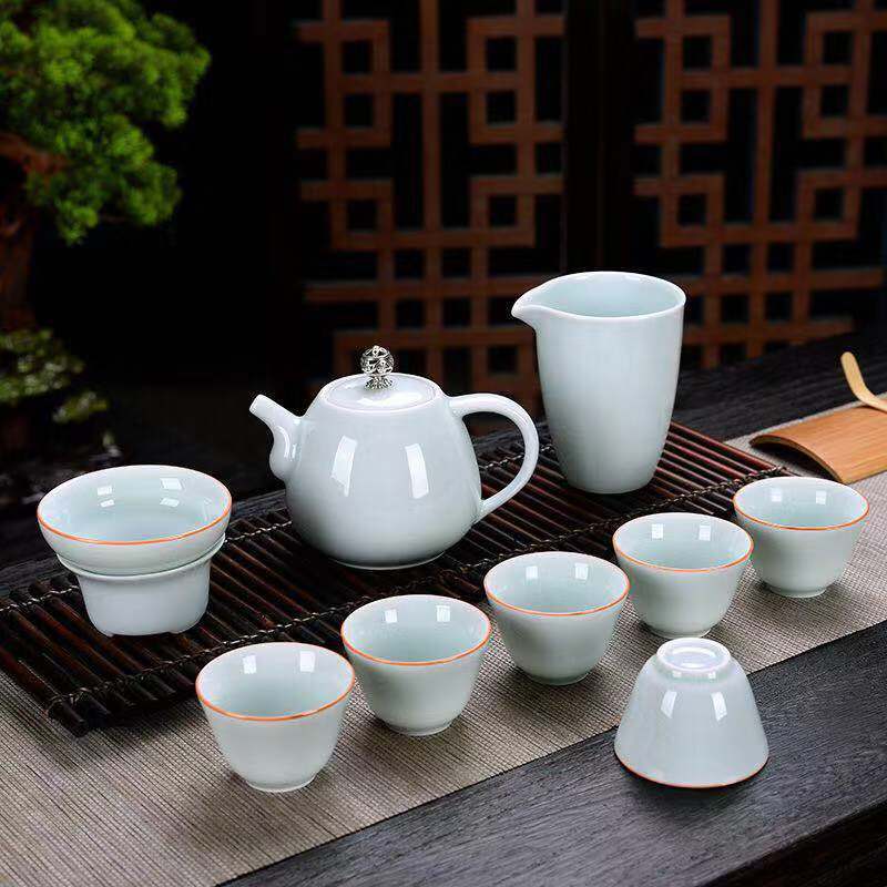 Leopard lam, business gifts custom ceramic kung fu tea set tea service travel set to open the teapot