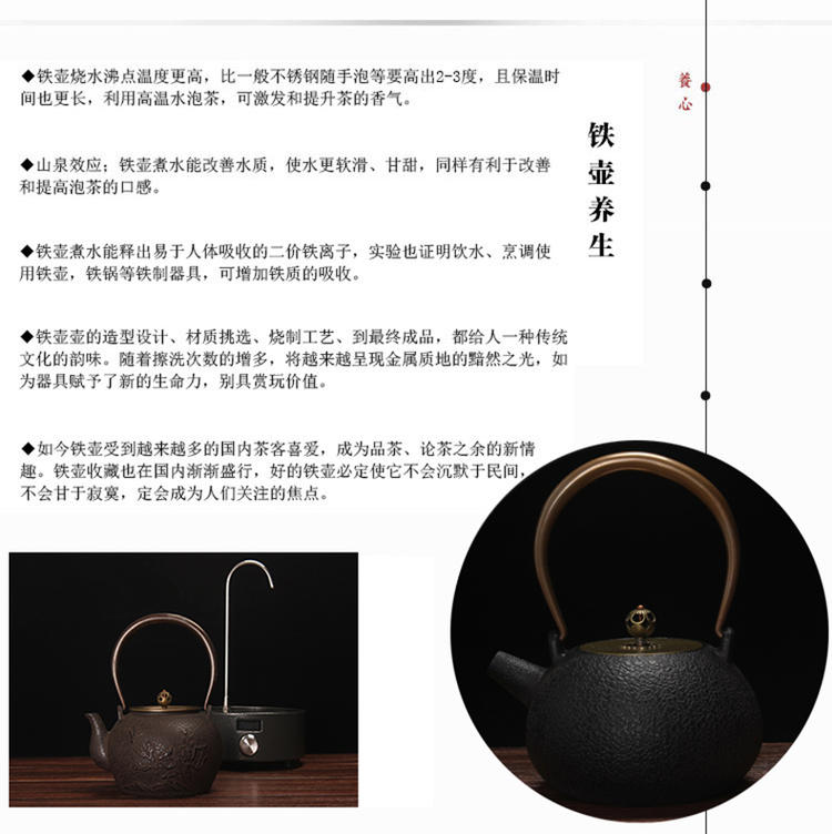 Leopard lam, pig iron pot of cast iron tea kettle Japanese household pure manual household electrical TaoLu kettle boil tea pot