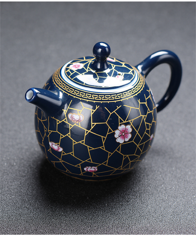 Leopard lam, kung fu tea set ji blue glaze ceramic fuels the teapot tea tureen porcelain teacup office gift box