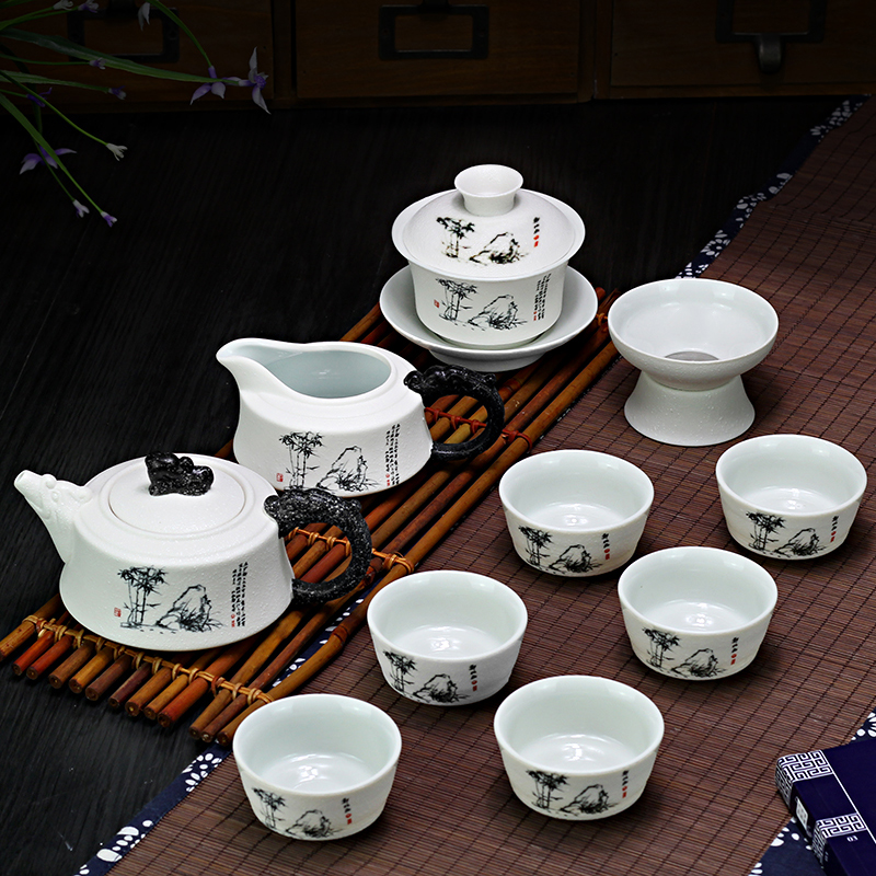 Leopard lam, household snowflakes kung fu tea set ceramic dry tea cups dish suits for Japanese contracted small tea sets tea sea
