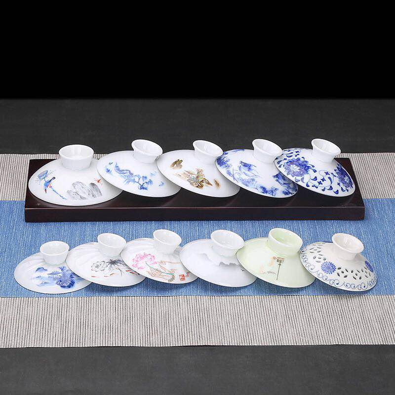 Leopard fluidic single cover only three tureen bowl cap with ceramic cups kung fu tea set with white porcelain accessories zero size