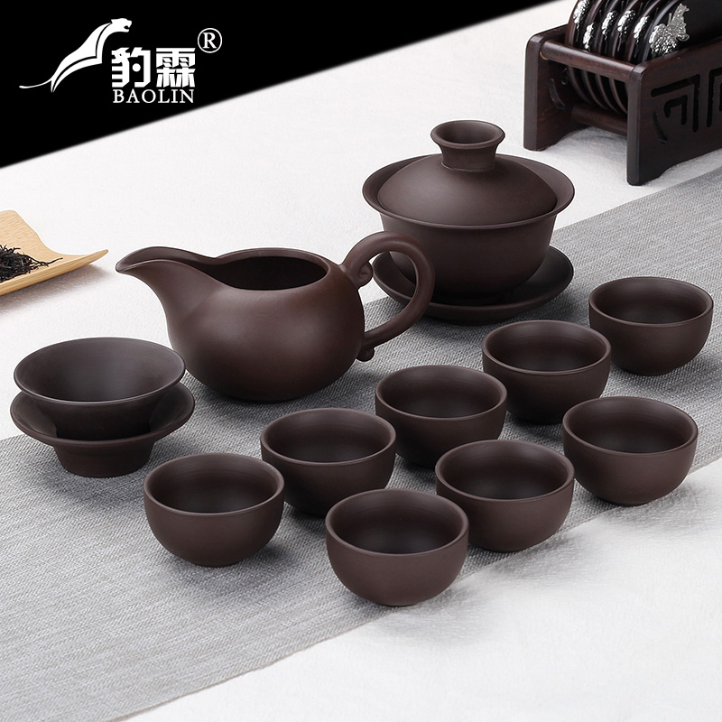 Kung Fu Bubble Tea Set set of ceramic Home Supplies teapot Purple Sand Pot Lid Bowl Teacup Tea Cup Combination Lixing Upscale Light Lavish