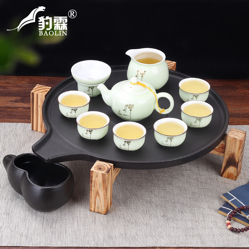 Leopard lam, automatic lazy graphite purple ceramic kung fu tea set tea tray was small tea home poor pallet
