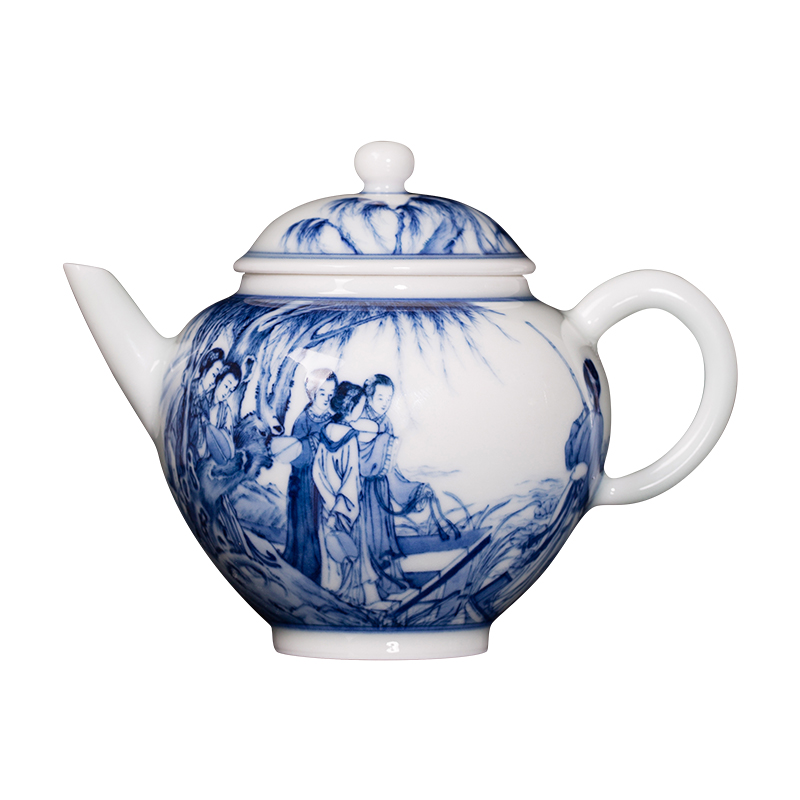 Clock home up household porcelain jingdezhen ceramic teapot hand - drawn characters maintain little teapot kunfu tea CiHu single pot