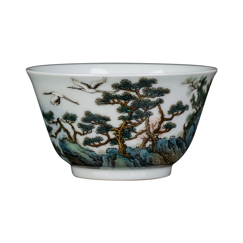Clock home up with jingdezhen ceramic cups all hand tea set loose crane live master cup single CPU kunfu tea sample tea cup