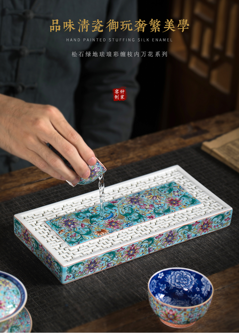 Clock home up enamel see colour was suit set of high - grade tea tea set jingdezhen kung fu tea tray tea gifts