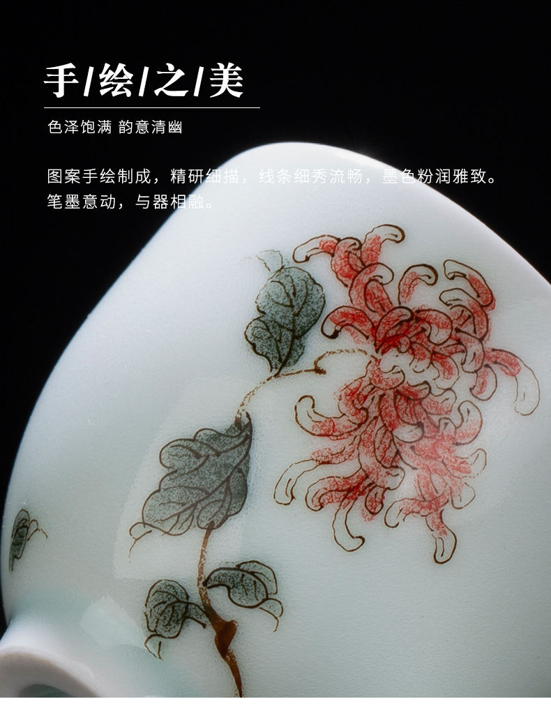 Clock home jingdezhen up hand - made by patterns sample tea cup kung fu tea master cup single CPU checking ceramic cups