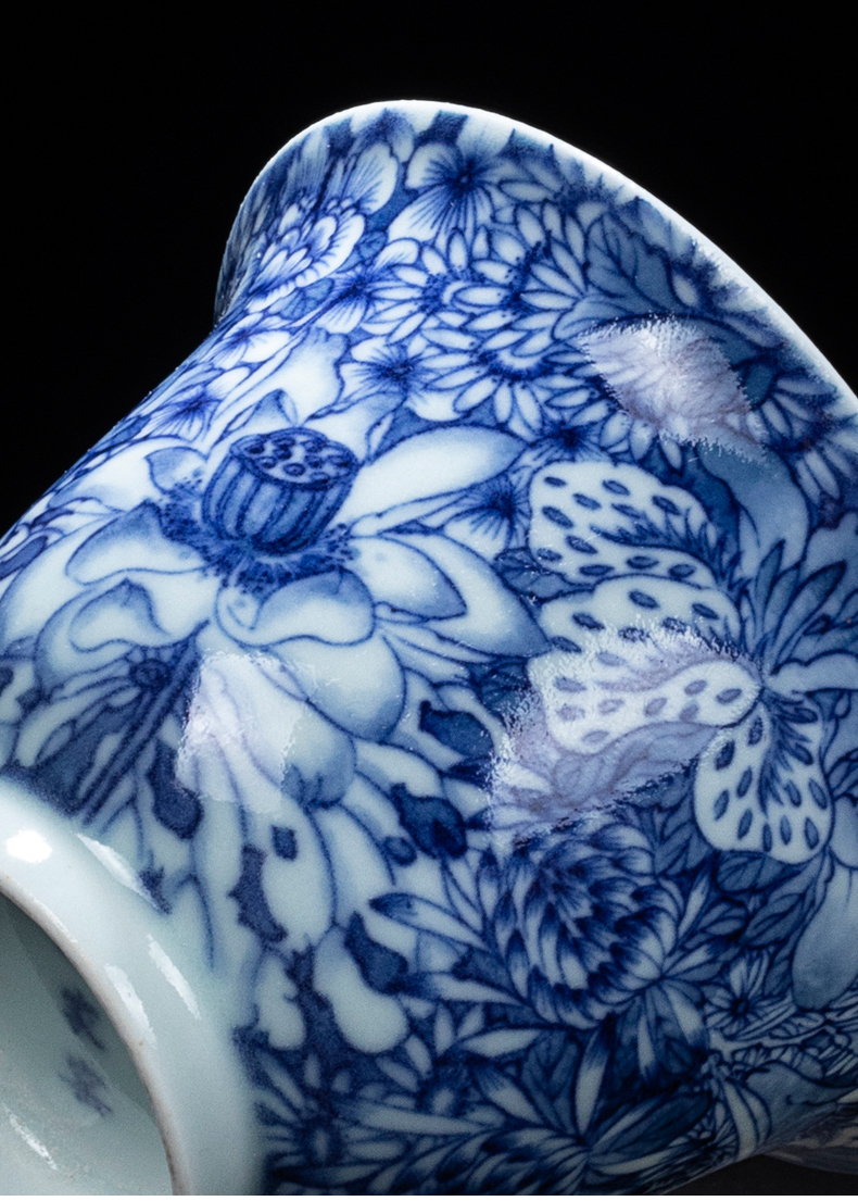 Clock home up cup masters cup hand - made maintain flower cup all hand bell jingdezhen blue and white porcelain tea cups