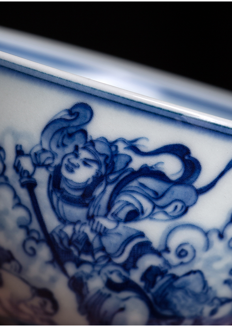 Clock home up jingdezhen blue and white characters maintain master CPU high - grade ceramic kung fu tea tea cup make the sky