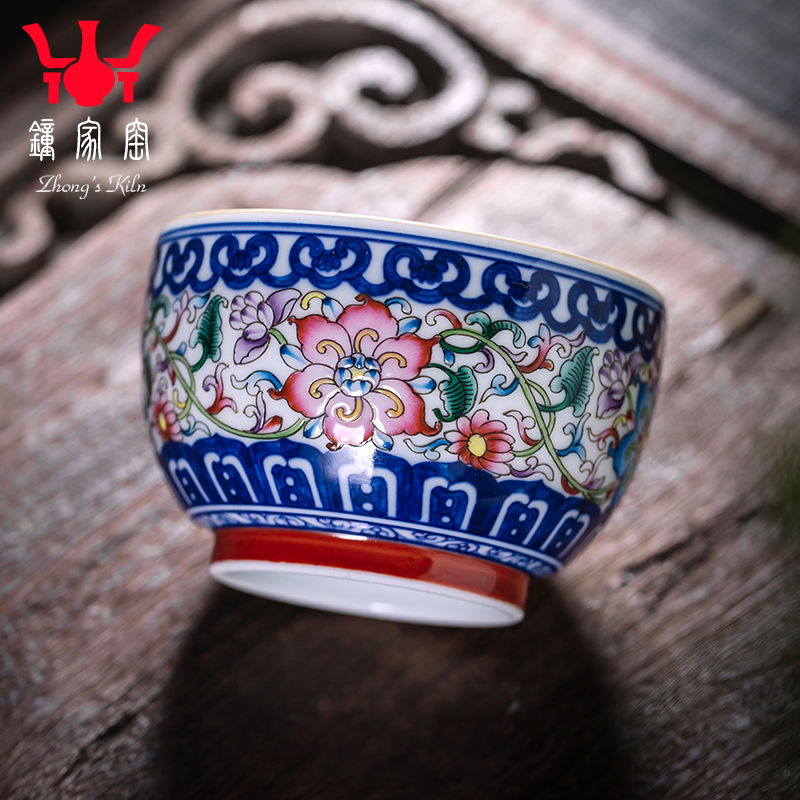 Clock home trade, one cup of jingdezhen blue and white enamel colors all hand pattern ceramic sample tea cup kung fu tea cups