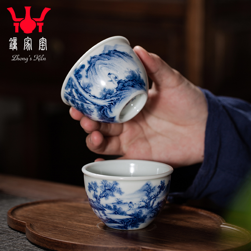 Clock home trade, one cup of jingdezhen porcelain maintain internal and external landscape small ceramic cups kung fu tea set personal single CPU