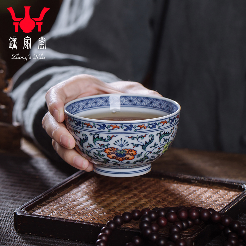 Clock home trade, one cup of single CPU jingdezhen maintain chenghua bucket colors branch pattern kung fu tea cup personal cup