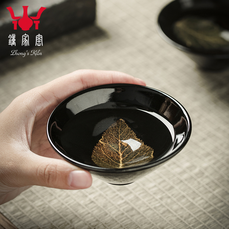 Clock home up konoha temmoku lamp that jizhou up built light tea tea service master cup bowl ceramics single CPU kung fu tea cups