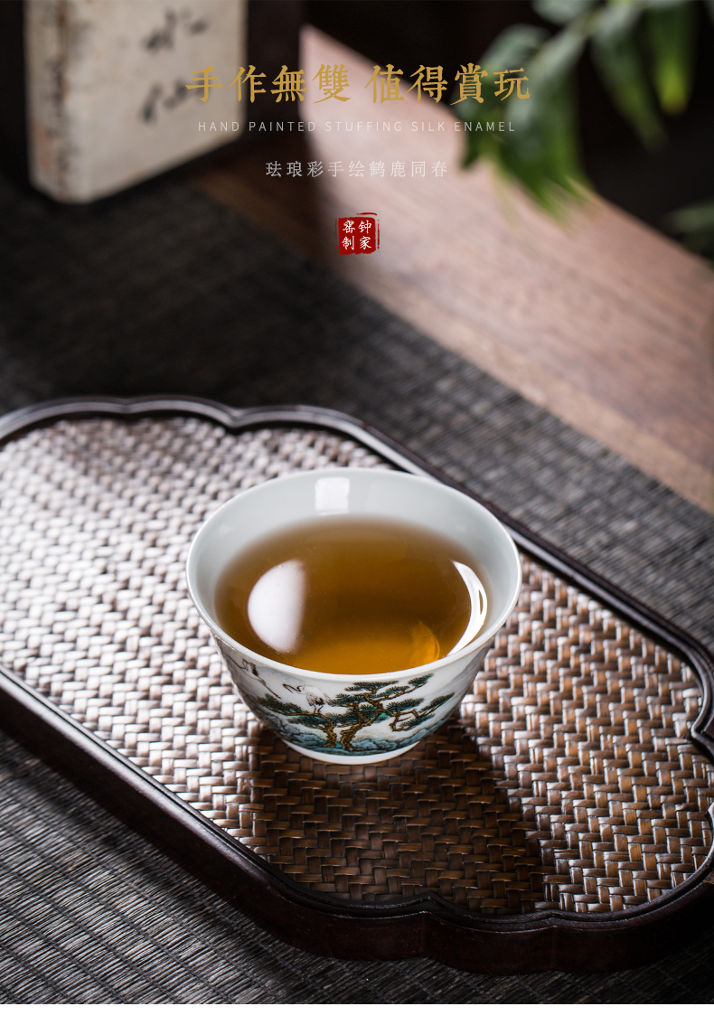 Clock home up with jingdezhen ceramic cups all hand tea set loose crane live master cup single CPU kunfu tea sample tea cup