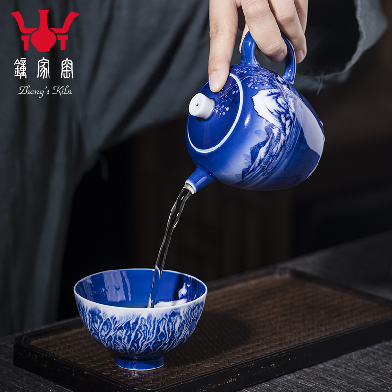 Clock home up with jingdezhen ceramic teapot manual hand - made porcelain kung fu tea set single pot wheel pot teapot