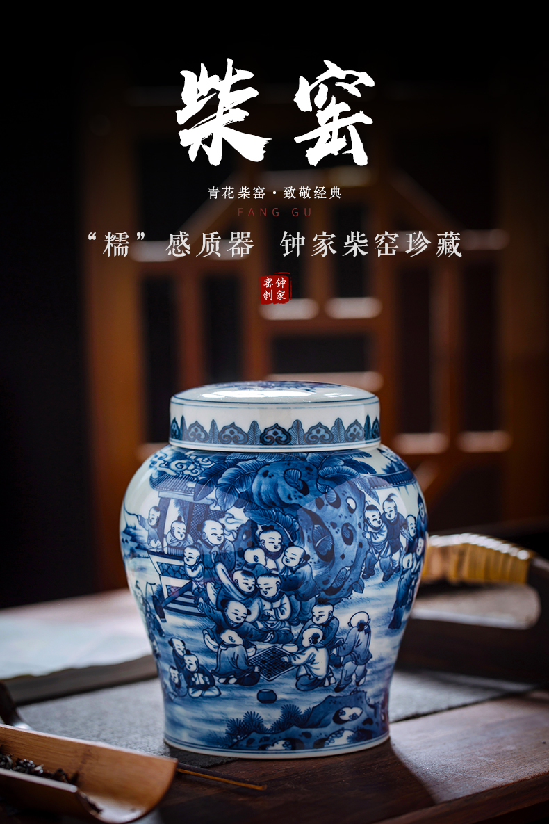 Clock home up ceramic tea pot home jingdezhen porcelain maintain figure figure POTS sealed jar hand - made the ancient philosophers