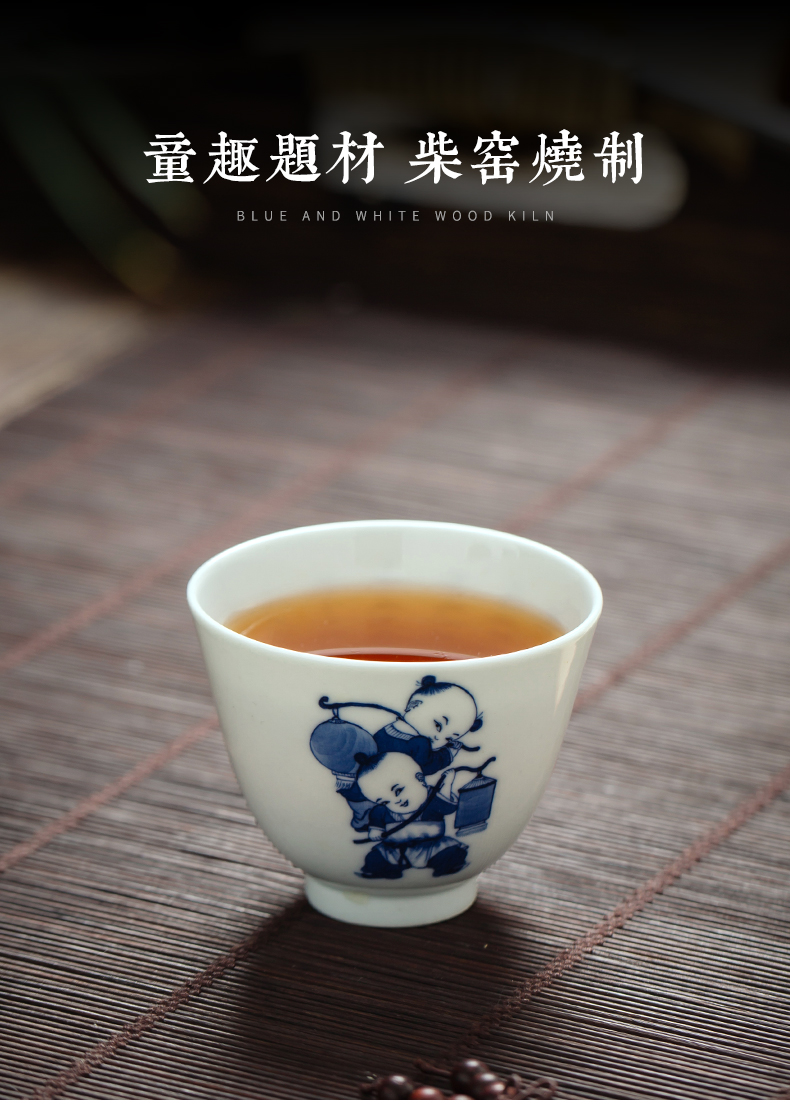 Clock home jingdezhen up noggin cup single master cup character firewood to kung fu tong qu personal tea