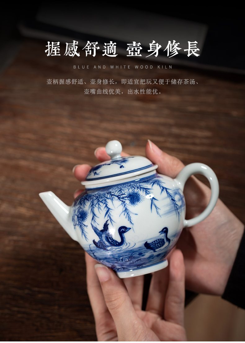 Clock home up ceramic teapot single pot teapot jingdezhen porcelain manually maintain a single tea sets, small household