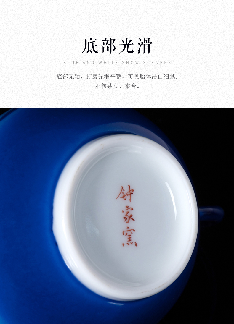 Clock home up ceramic teapot jingdezhen blue and white snow home tea tea set hand - made kunfu tea kettle single pot