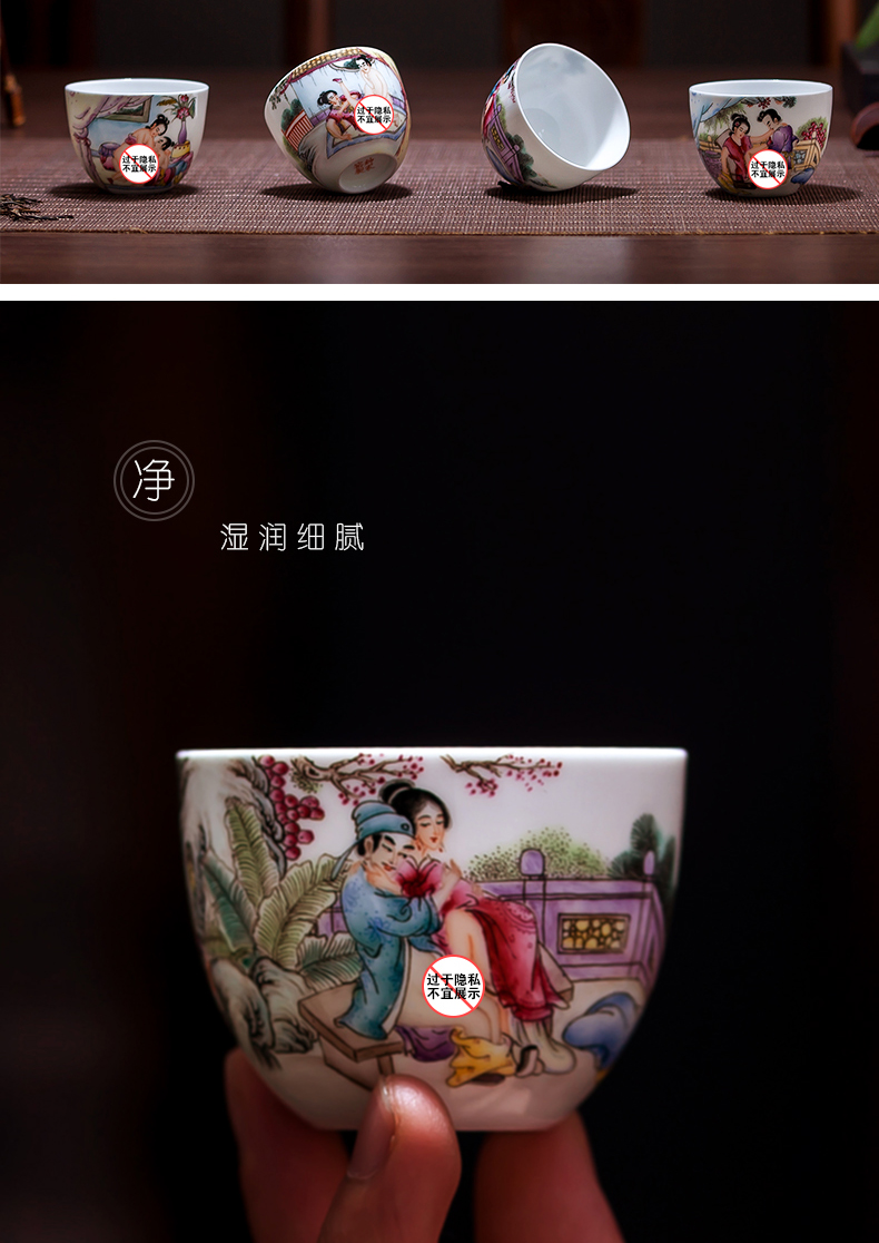 Jingdezhen ceramic sample tea cup hand - drawn characters noggin powder enamel craft master cup single CPU personal kung fu tea set