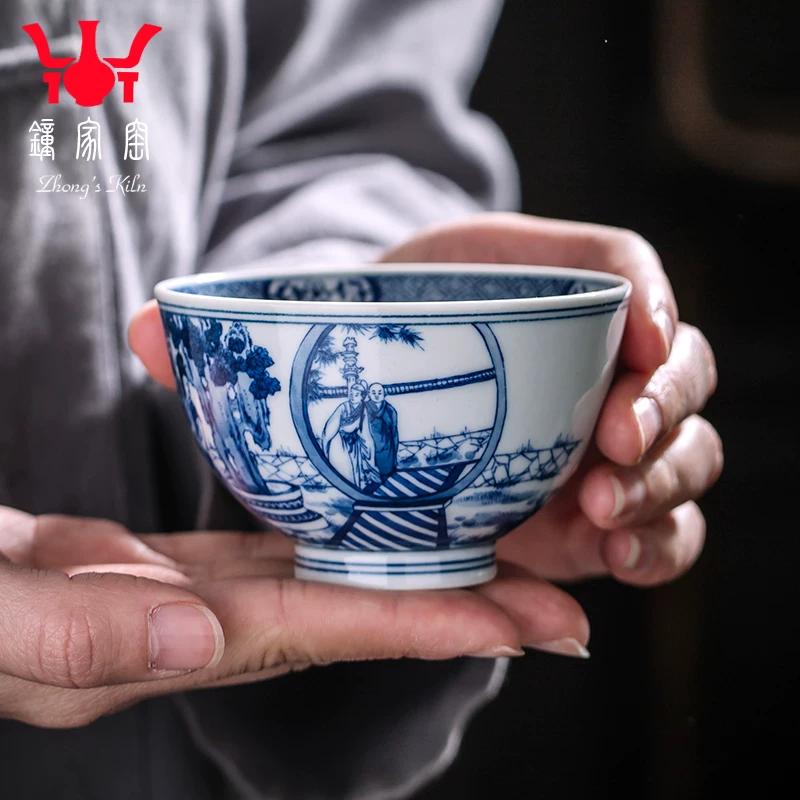 Синий фарфоровый чайник мастер, чашка чайная чашечка Jingdezhen, ручная роспись голубой и белый, керамика, чашка