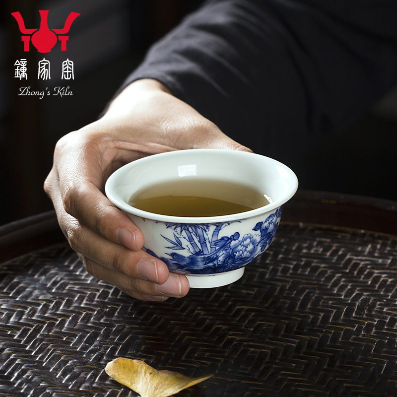 Clock home up with jingdezhen ceramic cups maintain full work all hand hand draw flowers and birds sample tea cup master cup single CPU