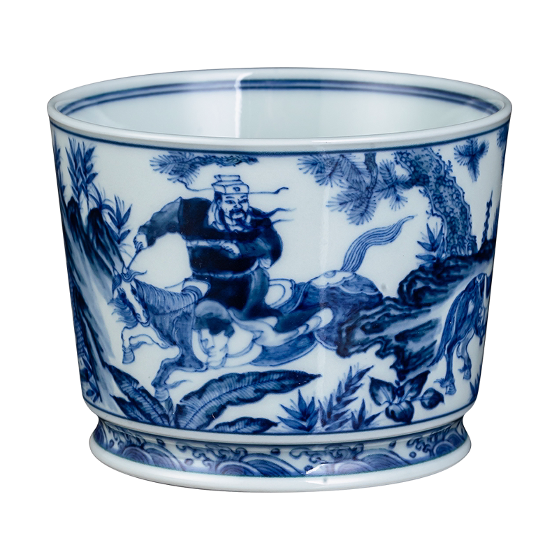 中国古美術✦青花釉裏紅捏花蕭何月下で韓信を追う梅瓶✦文房具・純