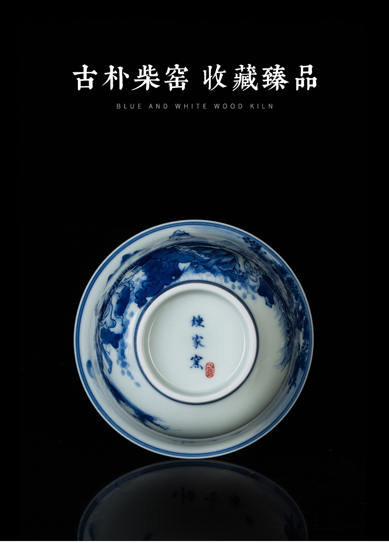 Clock home up tureen single three cups to use right as jingdezhen porcelain maintain figure character kung fu tea bowl