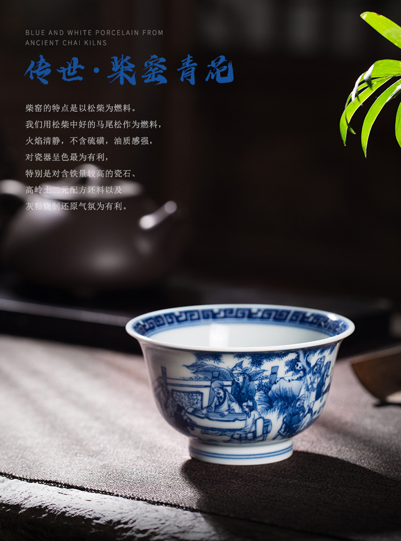 Clock home trade, one cup of single CPU bachelor of jingdezhen blue and white porcelain cup pure manual maintain figure 18 ceramic cups