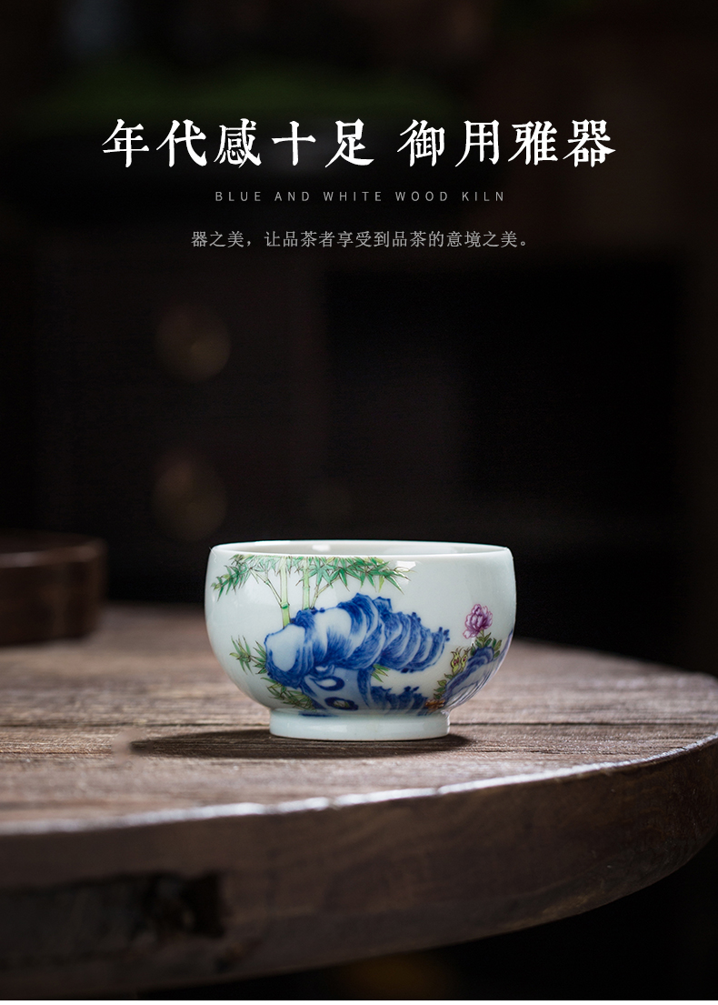 Clock home up porcelain jingdezhen porcelain cups color bucket personal special master kung fu tea cups of tea cups