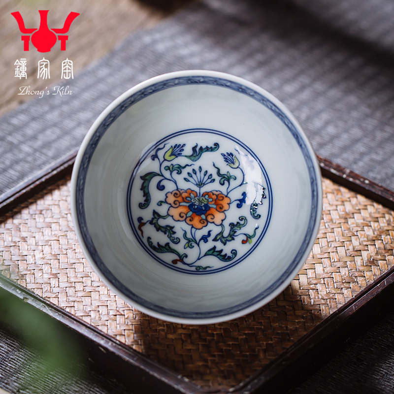 Clock home trade, one cup of single CPU jingdezhen maintain chenghua bucket colors branch pattern kung fu tea cup personal cup