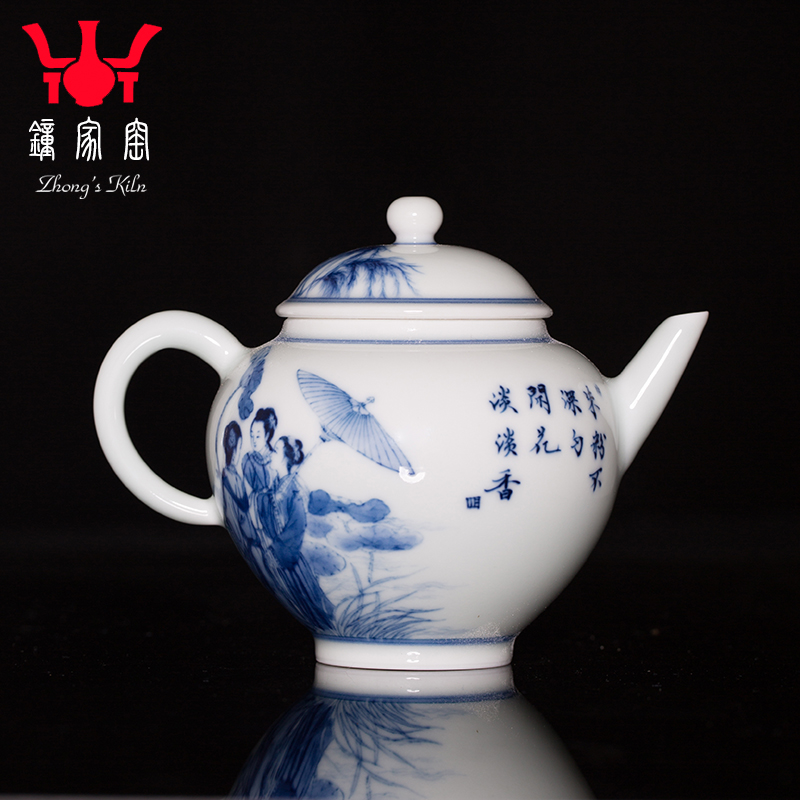 Clock home up household porcelain jingdezhen ceramic teapot hand - drawn characters maintain little teapot kunfu tea CiHu single pot