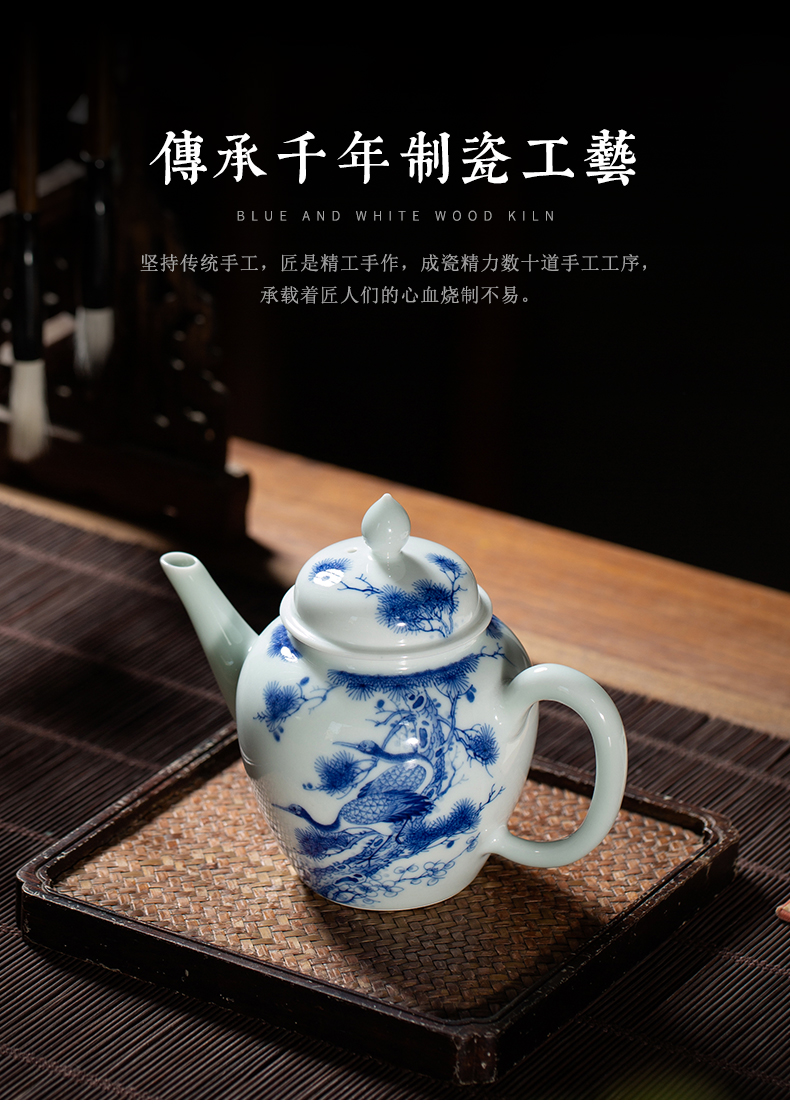 Clock home up jingdezhen porcelain ceramic teapot maintain single pot teapot kunfu tea teapot set loose crane, live