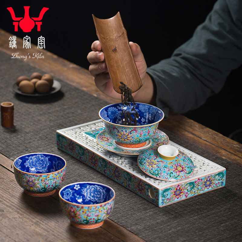 Clock home up with jingdezhen ceramic tureen bowl with a single hand colored enamel large with cover to cup tea bowl