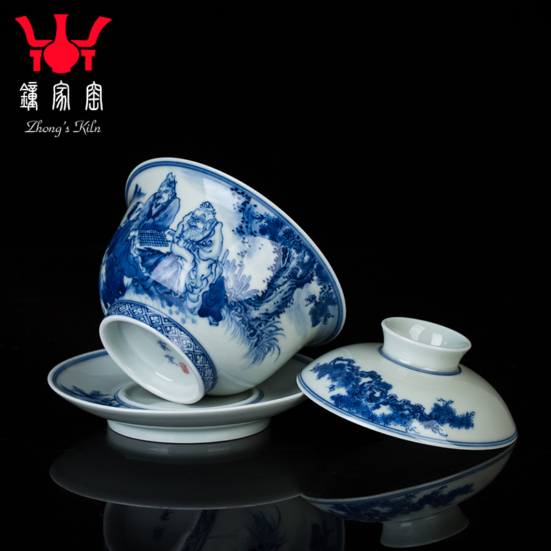 Clock home up tureen single three cups to use right as jingdezhen porcelain maintain figure character kung fu tea bowl