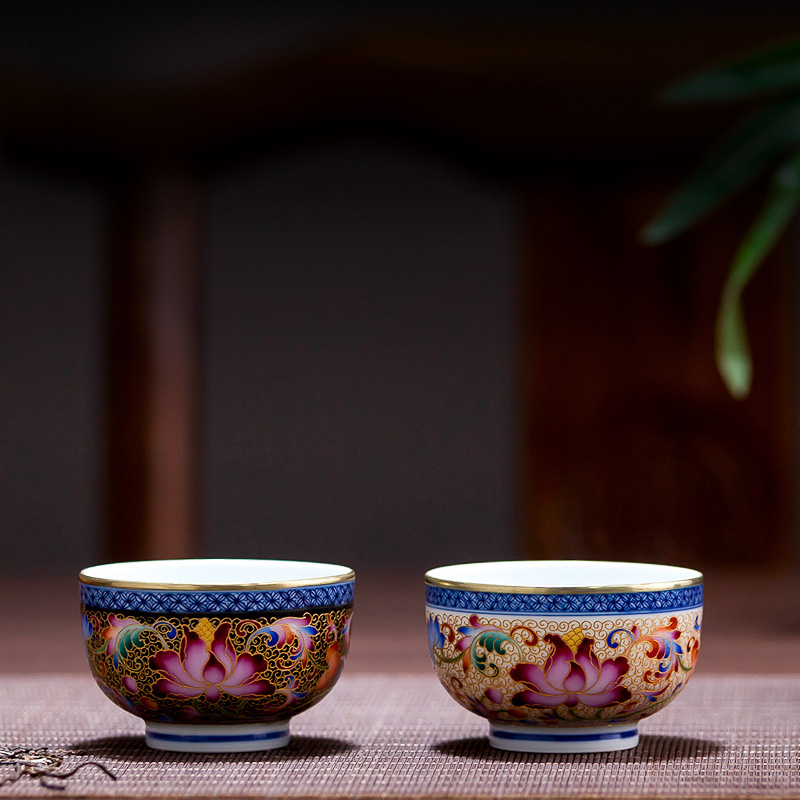 Jingdezhen ceramic cups checking sample tea cup individual CPU master cup single CPU wire inlay enamel see colour tea cups