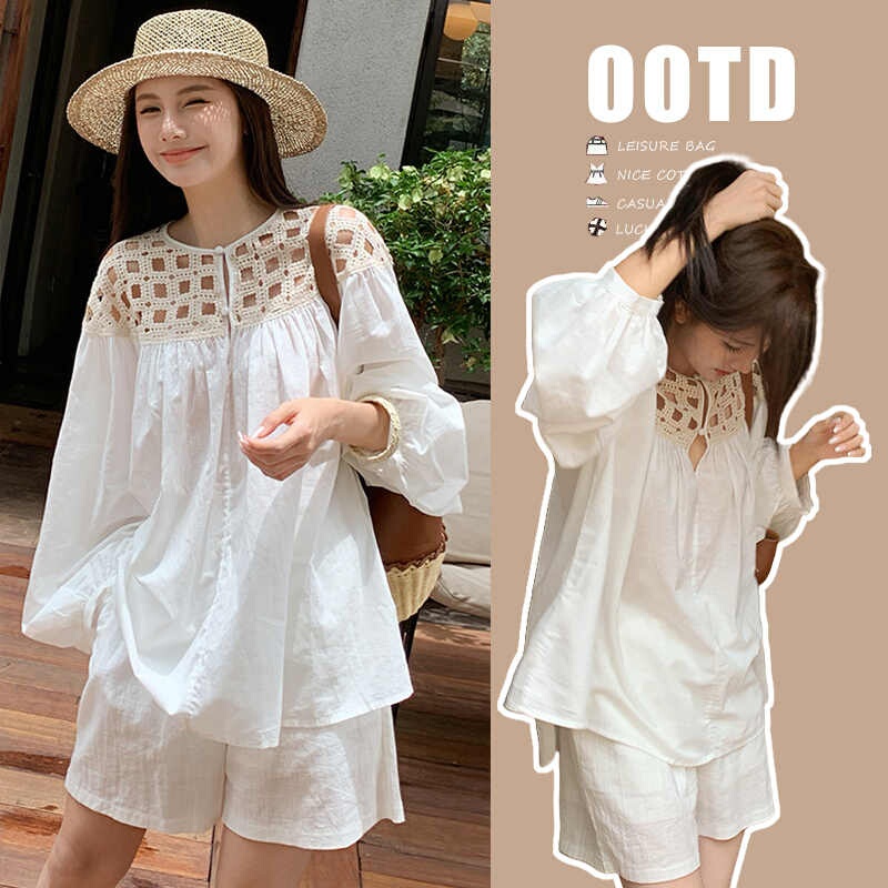 Korean Style Hollow-Out Slimming Trendy Shirt for Women, Popular Summer 2025 New Shirt, Unique and Super Pretty Top Korean Style Hollow-Out Slimming Trendy Shirt for Women, Popular Summer 2025 New Shirt, Unique and Super Pretty Top