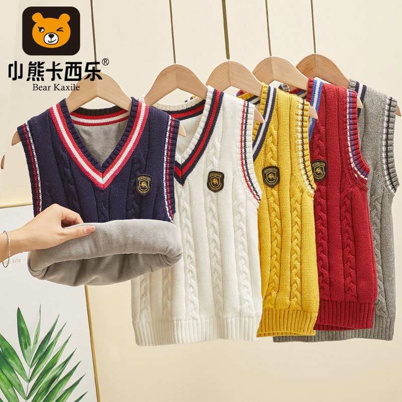 Children's Cotton Vest, Baby Knit Spring and Autumn Style, Sleeveless Sweater for Boys and Girls, Big Boys' Vest, School Style Children's Cotton Vest, Baby Knit Spring and Autumn Style, Sleeveless Sweater for Boys and Girls, Big Boys' Vest, School Style