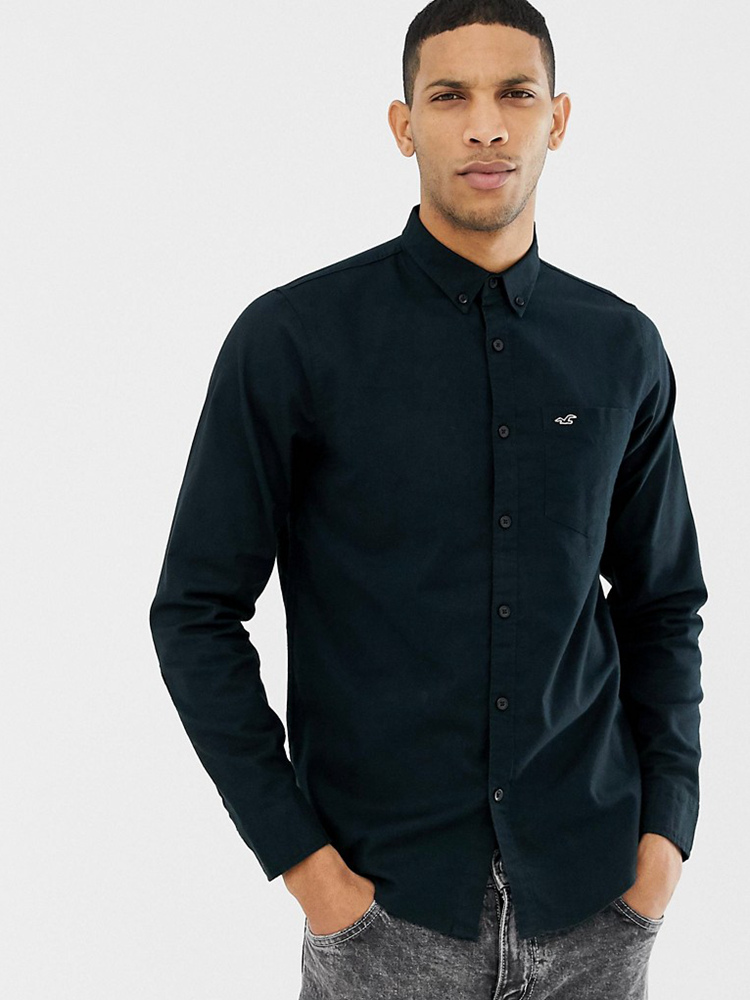 Hollister Chính hãng AF Mỹ HCO Seagull Mùa xuân và Mùa thu Nam Mới Áo sơ mi Oxford màu rắn Áo sơ mi dài tay - Áo áo sơ mi hàn quốc