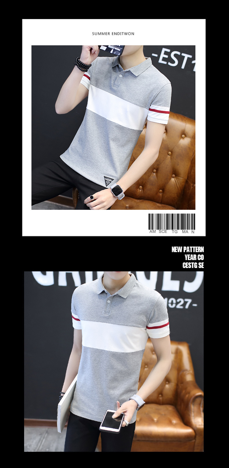 Mùa hè người đàn ông mới của t-shirt ngắn tay áo polo Hàn Quốc phiên bản của xu hướng áo sơ mi nửa trục cơ thể 桖 men chì áo sơ mi áo thun form rộng nam