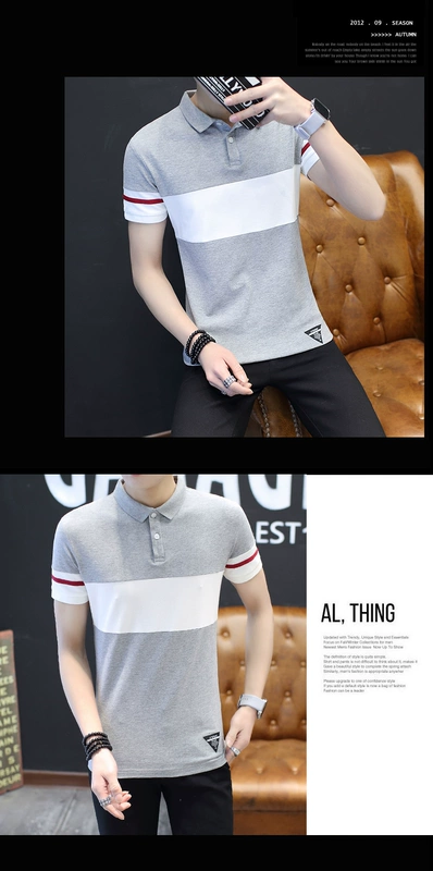 Mùa hè người đàn ông mới của t-shirt ngắn tay áo polo Hàn Quốc phiên bản của xu hướng áo sơ mi nửa trục cơ thể 桖 men chì áo sơ mi áo thun form rộng nam