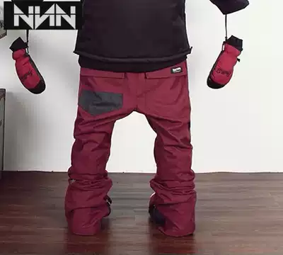 NNN ski pants South Korea's new men's and women's stormtrooper pants single and double board burgundy high waterproof hip-hop version special offer