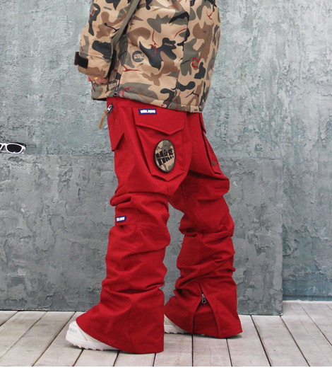 Special clearance HIKARU Korean ski pants high waterproof and windproof assault pants hip-hop version of men's and women's veneer red