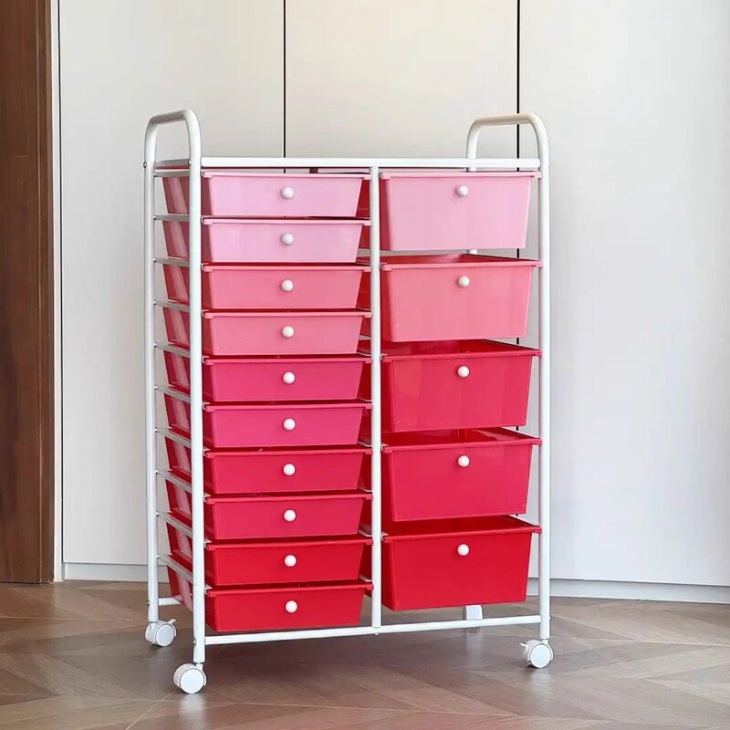 Dopamine Storage Rack Multi-Layer Drawer Storage Rack Movable Floor-Standing Storage Organizer with Wheels for Home Living Room