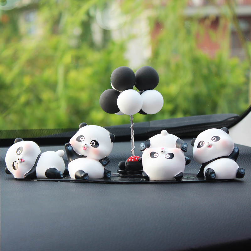 Cute Little Panda Car Decoration Items Swing Goddess Doll Mesh Red Vehicular Middle Control Terrace Furnishing In-car Accessories-Taobao