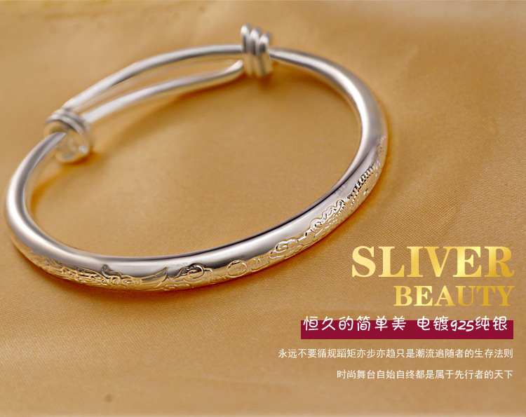 Vòng đeo tay đôi rồng và phượng hoàng bằng bạc mới Vòng tay gió quốc gia dành cho nam và nữ đá aquamarine