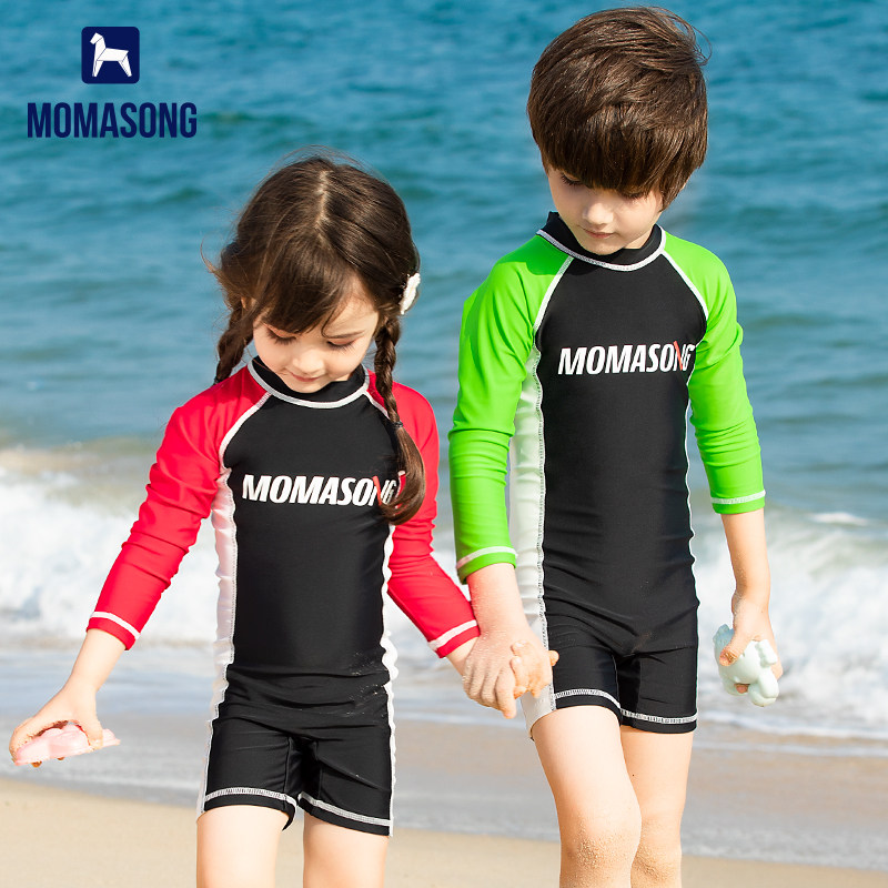 Momasong children's swimsuit one-piece long-sleeved boys and girls 2021 new swimsuit middle and small children's baby swimsuit